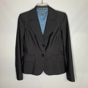 Ann Taylor Womens Black Single Breasted Pinstripes Sport Coat Blazer Size 2 - Imagen 1 de 7
