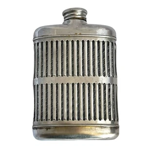 Frasco de vidrio enjaulado metal cromo años 20 era de la prohibición tapa atornillada corcho vintage - Imagen 1 de 7