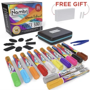 12 Liquid Chalk Markers Set with Eraser - Picture 1 of 3