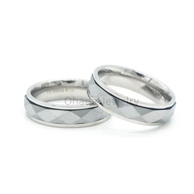6mm and 8mm Men's Tungsten Diamond Cut Wedding Band Ring Comfort Fit - Image 1 of 2