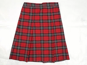 Girls R/K Red & Black Plaid Box Pleat Uniform Skirt Sizes 10 - 16 - Picture 1 of 5