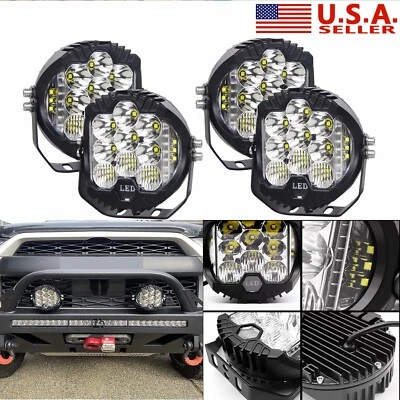 4PCS 7 Inch 90W LED Work Light Spot Pods Flood Fog Driving Lamp Offroad 4WD Car - Image 1 of 4
