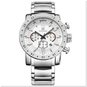 Reloj analógico de cuarzo Megir para hombre homenaje plata beige fecha relojes inteligentes Reino Unido - Imagen 1 de 9