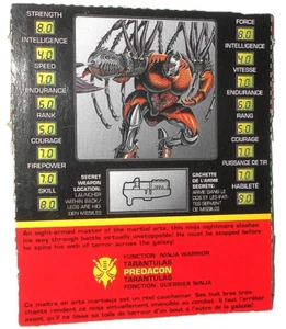 Transformers Beast Wars 1995 TARANTULUS File Card Tech Specs Canada 1996 Spider - Picture 1 of 1
