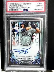 Spencer Jones NY 2024 Bowman Sterling Prospect RC ON CARD Auto PSA GEM MINT 10✔ - Picture 1 of 4