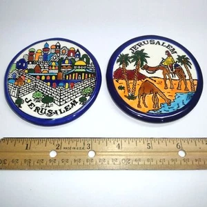Paar Keramik Jerusalem Israel Heiliges Land Wandteller Ornamente Schmuck Souvenir - Bild 1 von 3