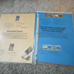 1st Day Of Issue 1990-91 Souvenir Stamp Sheets Basketball & Marshall Islands - Picture 1 of 1