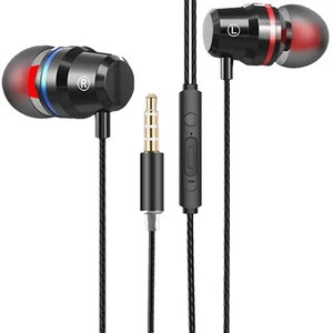 3.5mm Black In Ear Design Stereo Red Earbud Comfortable in-ear Fit - Headset - Picture 1 of 5