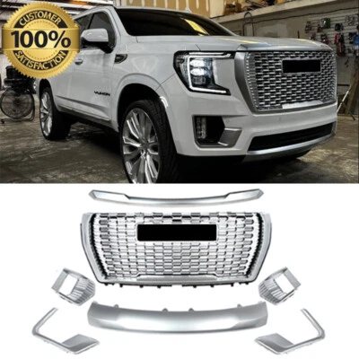 New Front Bumper Grille Grille Galvano Silver For 2021-2024 GMC Yukon/XL Denali - Изображение 1 из 4