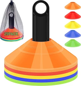 Soccer Training Cones, Agility Disc Sports Cones with Carry Bag and Holder, Plas - Picture 1 of 12