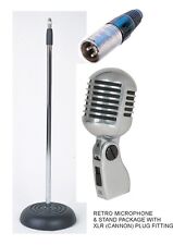 Vintage 'ELVIS' Retro Style Microphone and Matching Microphone Stand + 6m lead
