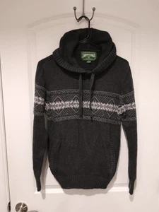 Suéter con Capucha American Eagle Para Hombres Mediano Baja Gris Carbón a Rayas - Imagen 1 de 7