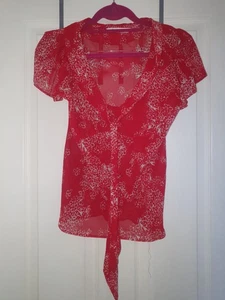 BHS Red Blouse Women Short Sleeve, Size 12 - Picture 1 of 3