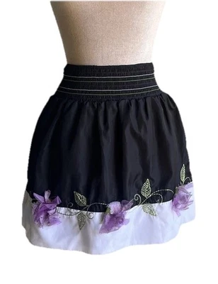 Y2K Black Purple 3D Floral Mini Skirt Coquette Balletcore Kawaii Romantic Goth - Image 1 of 4