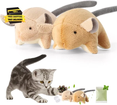 Plush Catnip Mice Toys with Rattle Sound - 2 Pcs Interactive Cat Toys for Indoor - Image 1 of 4