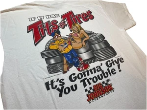 Vintage Big Johnson Motorsports Double Sided Graphic Funny T Shirt Size XL 90s - Picture 1 of 8