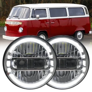 7'' LED Headlights Hi/Lo Beam DRL For VW Bay Window Camper Bus Van T2 1974-1979 - Picture 1 of 14