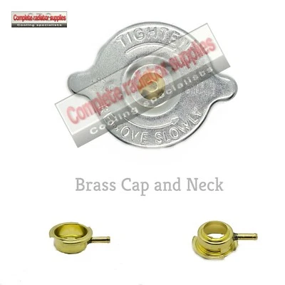 Short Reach Brass Radiator Filler Neck and 15 lb/psi Pressure Cap - Image 1 of 2