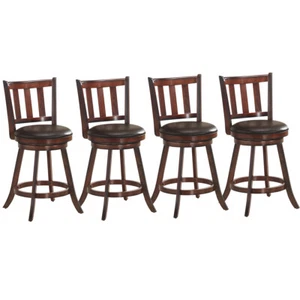 4 PCs 25" Swivel Bar stool Leather Padded Dining Kitchen Pub Bistro Chair - Picture 1 of 5