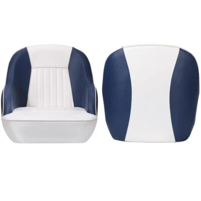 Pontoon Boat Seat Captains Bucket Boat Seat Boat Cabin Seating White/Blue Foto 1 de 4