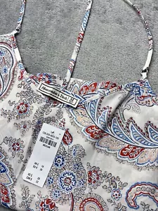 Abercrombie Fitch Gr. M transparentes Paisley Trägertop verstellbarer T-Träger Rüschensaum - Bild 1 von 8