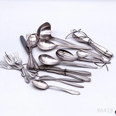 Vintage Set Di Posate In Argento Cucchiai, Forchette, Coltelli Placcati | 920 g - Immagine 1 di 4