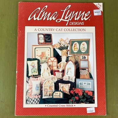 Country Cat Collection vintage cross stitch pattern booklet Alma Lynne Designs - Image 1 of 4