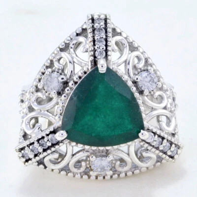 Eternal Emerald Glow Halo-Ring aus 925er-Sterlingsilber mit indischem Smaragd - Bild 1 von 4