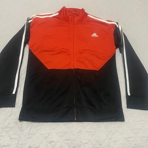 Adidas Red and Black with White Side Stripes Track Jacket Boys Sz L 14/16 - Picture 1 of 10