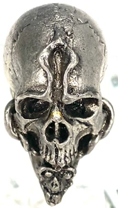 Very Fine Cast Solid Silver Axel R Stocks Flaming Skull Charm bead Signed ATS - Picture 1 of 12
