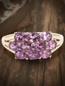 ANELLO ESTATE ORO GIALLO MASSICCIO 14K GRANATO RODOLITE MISURA 8,75 #8032 - Foto 1 di 6
