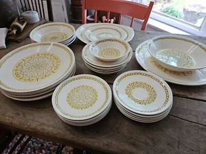 VTG MCM Lot 31 Max Schonfeld Sierra Ironstone DinnerwreYellowFlrl 70s Retro READ - Picture 1 of 24