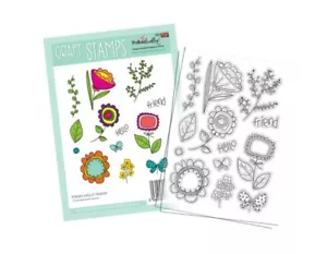 Polkadoodles 13 Clear Stamps PD8205 HELLO FRIEND Flowers, Butterflies, Leaves - Picture 1 of 3
