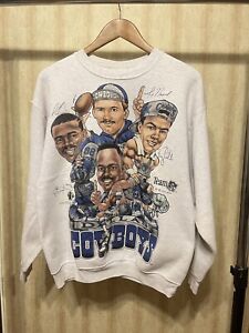 Super Rare Vintage 90s 1993 Dallas Cowboys Caricature Double Sided Sweatshirt L