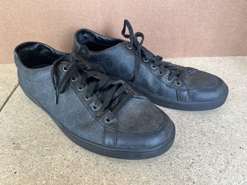 Sneakers basse Gucci uomo nere grigie rivestite in tela GG 325370 taglia 11