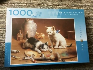 Painting Kittens Carl Reichert 1000 Piece Jigsaw Puzzle - NEW - King Puzzle - Picture 1 of 2