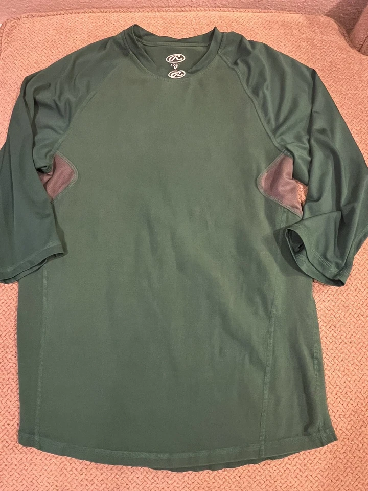 Мужская бейсбольная рубашка Rawlings длина рукава 3/4 размер средний зеленый - Изображение 1 из 1