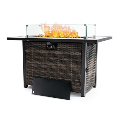 Outdoor Fire Pit Propane Lid-Equipped Fireplace With Glass - Image 1 of 4