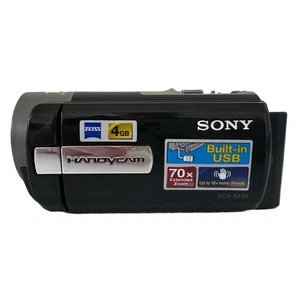 Sony Handycam DCR-SX65 - Black Camcorder Built-In USB 2000x Digital Zoom Working - Picture 1 of 19