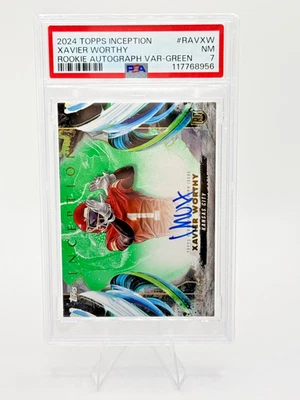 2024 TOPPS INCEPTION XAVIER WORTHY Rookie On-Card Auto /150 KC Chiefs PSA 7 - Image 1 of 3