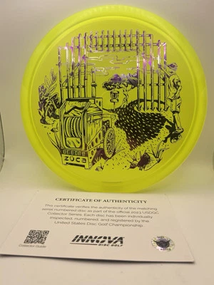 Innova Disc Golf Neon Yellow Colored 2023 USDGC CHAMP ROC HOLE 7 Zuca Cart 180g - Image 1 of 4