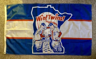 MINNESOTA TWINS WIN! TWINS! COOPERSTOWN COLLECTION 3'X5' DELUXE FLAG WINCRAFT - Image 1 of 3