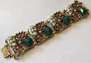 VINTAGE SELRO SIGNED NOH DEVIL MASK & RHINESTONE BRACELET N1 - Picture 1 of 2