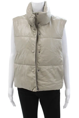 Chaqueta acolchada acolchada acolchada acolchada beige poliéster sin mangas cuello alto talla S de Zara para mujer Foto 1 de 4