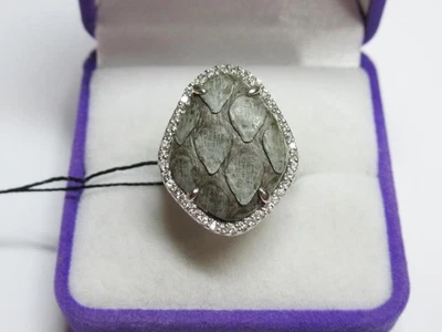 Anello Vintage Unico Bellissimo Argento Sterling 925 Pelle Gioielli Donna S 6.5U - Immagine 1 di 4