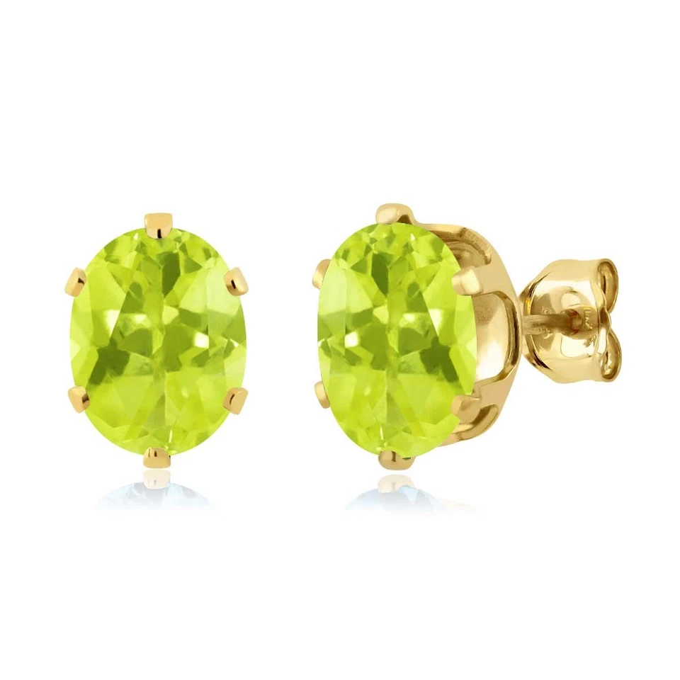 Aretes de plata enchapados en oro amarillo de 18 quilates de cuarzo limón amarillo de 2,70 quilates 8x6 mm Foto 1 de 1