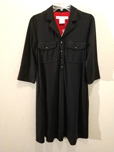 Gretchen Scott Women Sz S Sheath Stretch Knit V-Neck Pullover Black Dress (0464) - Picture 1 of 9