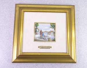 Vintage T. Franchino Savelli Roma Micro Mosaik Kunstwerk Dekor gerahmt signiert - Bild 1 von 12