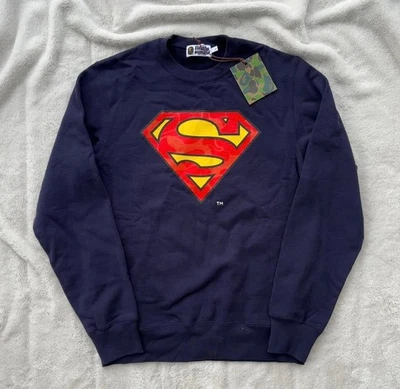Bape x DC Superman Navy Blue Crewneck Sweater - Large - Brand New - Authentic - Image 1 of 2