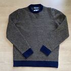 Barbour Mens Sweatshirt White X-Small Wool Striped Sweater Pullover Yellow Blue